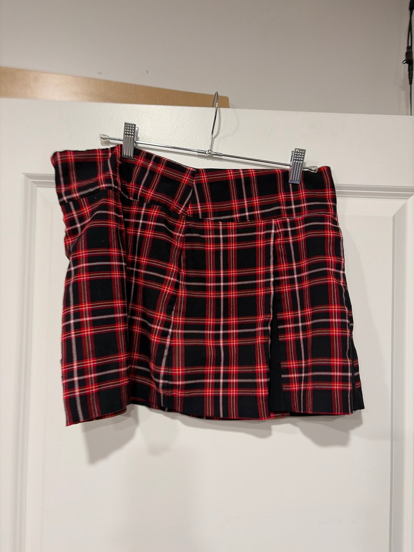 Red plaid skirt